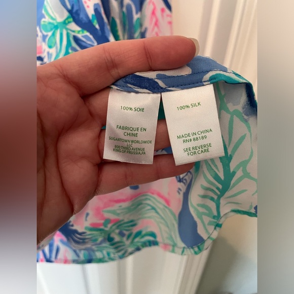 Lilly Pulitzer Elsa Silk Top - Jet Stream In Multi Jet - Picture 5 of 5